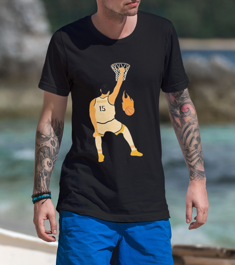 Nikola Jokic Denver Nuggets 15 Basketball Player Dunking Flame Ball T-Shirt