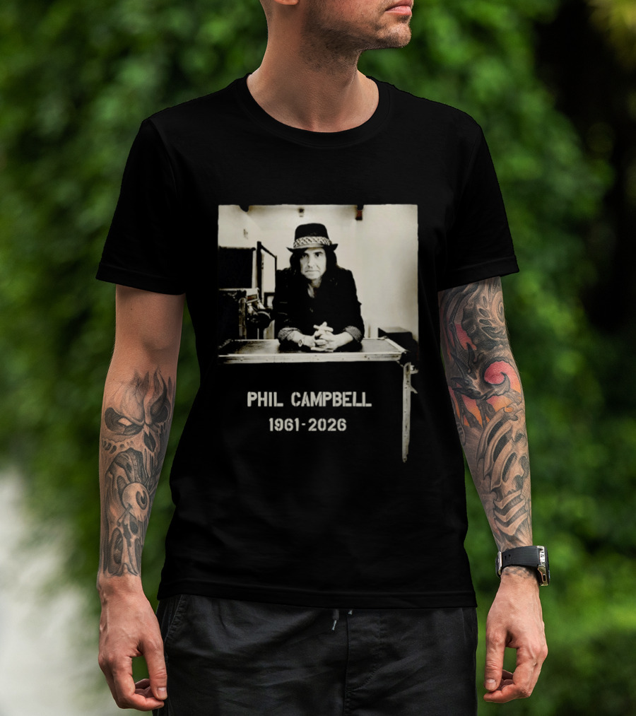 Phil Campbell 1961 2026 Retro Style Musician Hat Fashion T-Shirt