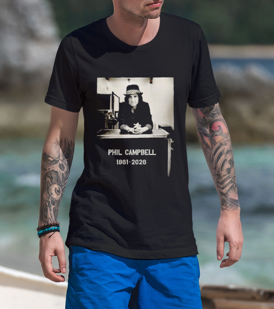 Phil Campbell 1961 2026 Retro Style Musician Hat Fashion T-Shirt