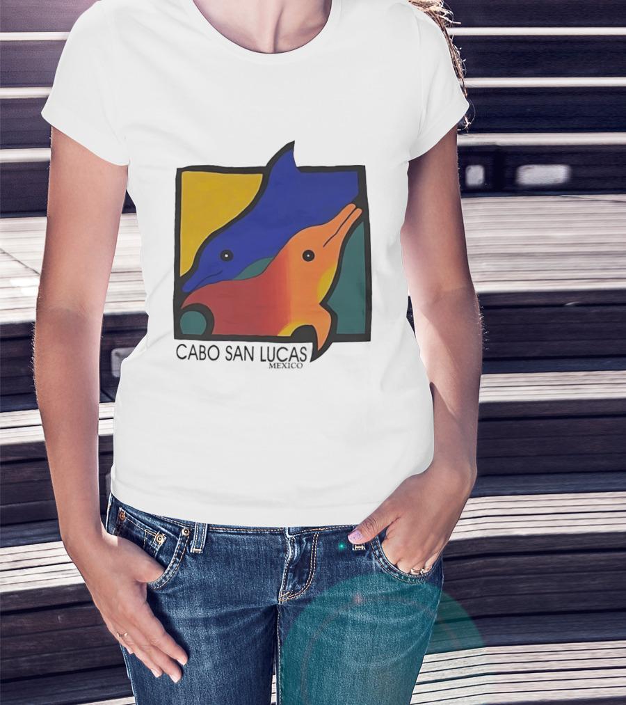 Cabo San Lucas Dolphin Colorful Art Mexico T-Shirt