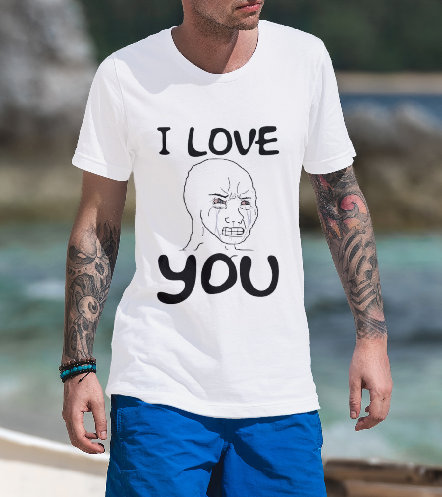 Wojak Crying I Love You Meme T-Shirt