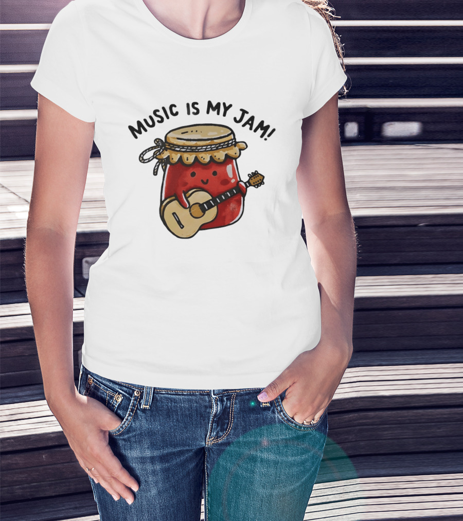 Jar Of Jam Playing Guitar Music Is My Jam T-Shirt