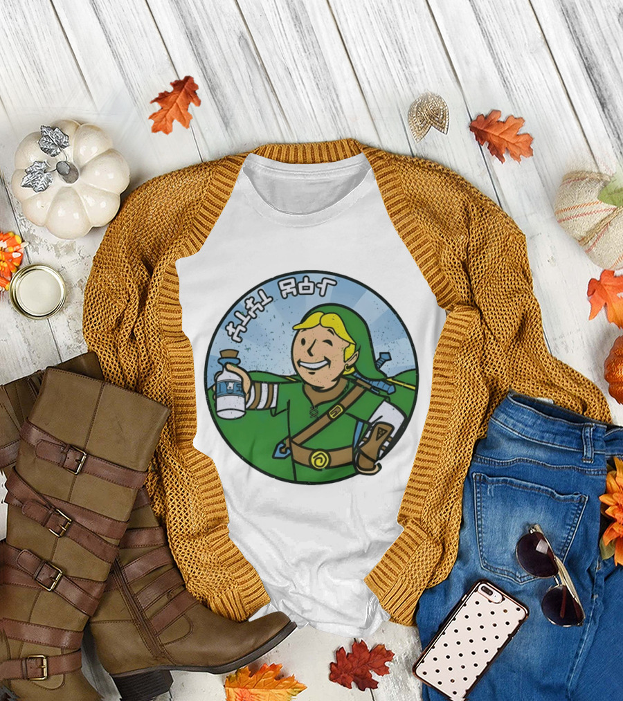 The Legend of Zelda Link and Fallout Vault Boy T-Shirt