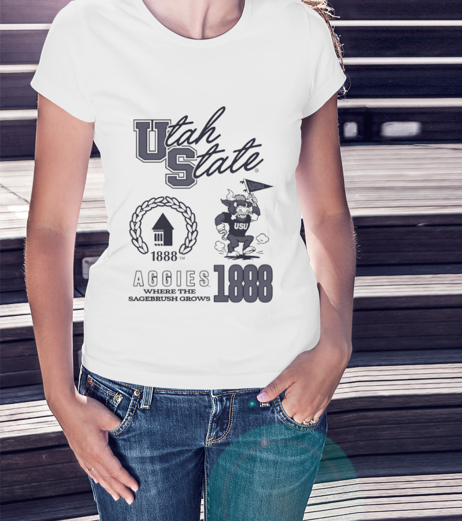 Utah State 1888 Aggies Where The Sagebrush Grows US Flag T-Shirt