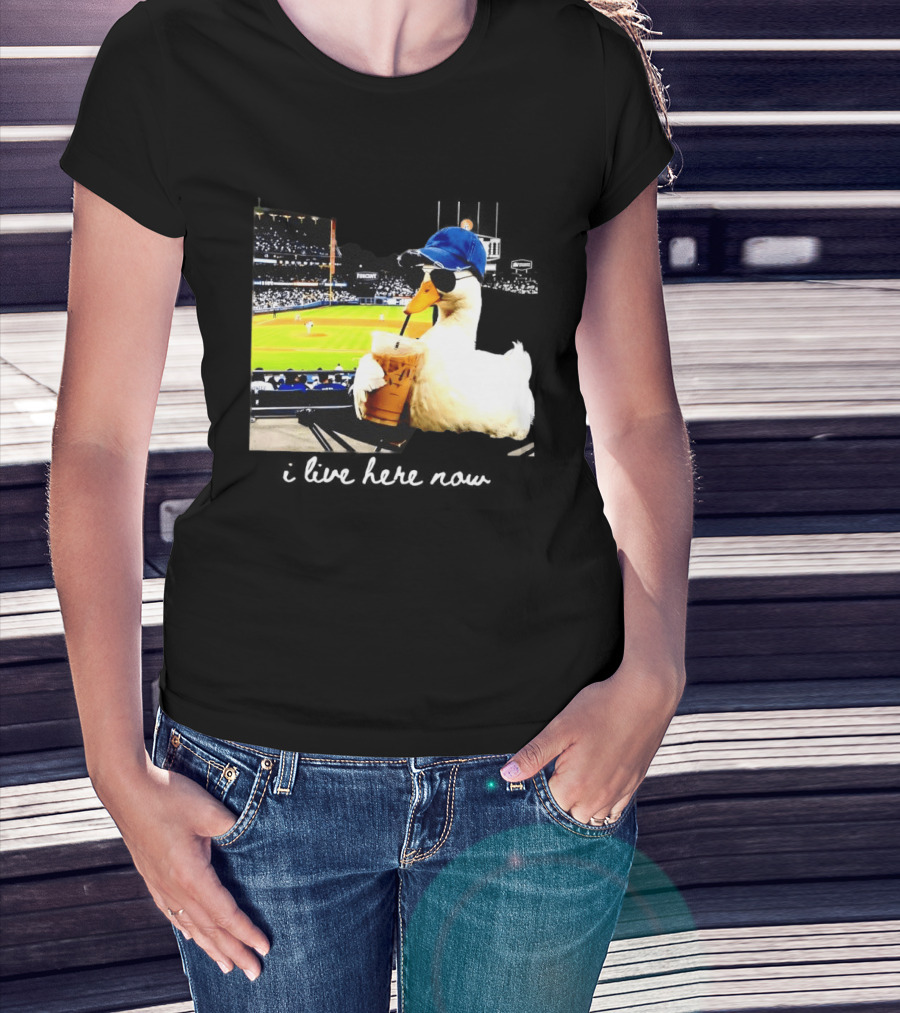 I Live Here Now Goose Ballfield Travel Baseball Softball Tournament T-Shirt