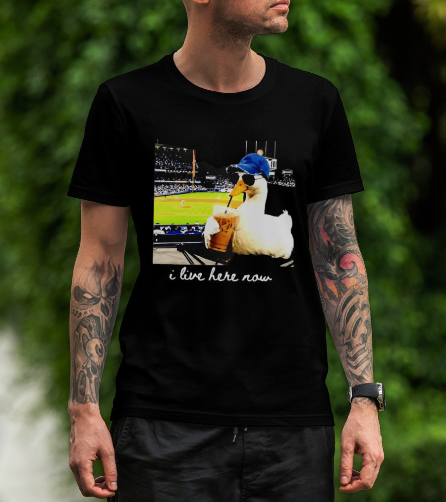I Live Here Now Goose Ballfield Travel Baseball Softball Tournament T-Shirt