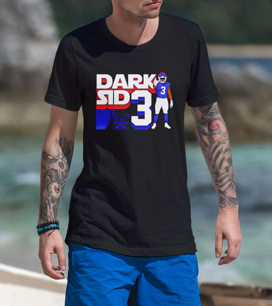 Darth Vader Star Wars Dark Side 3 New York Giants Football Player T-Shirt