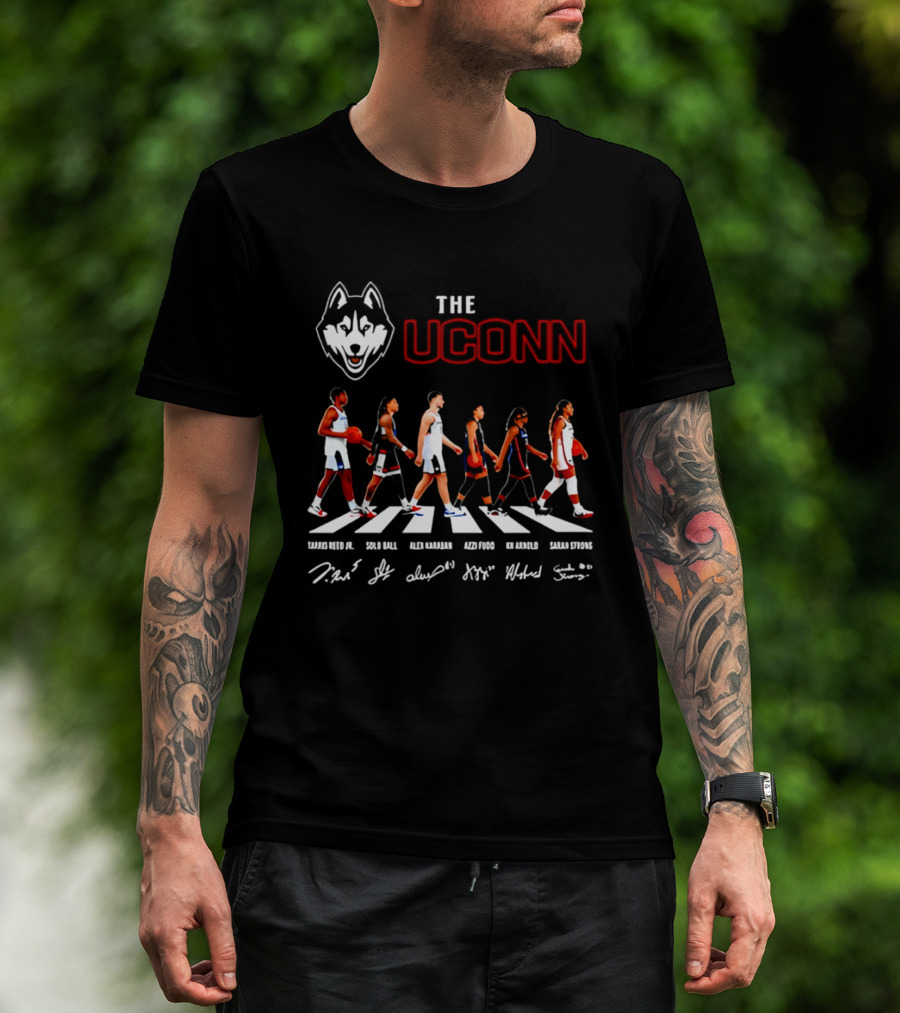 The UConn Huskies Men's And Women's Basketball Players Walking Abbey Road T-Shirt