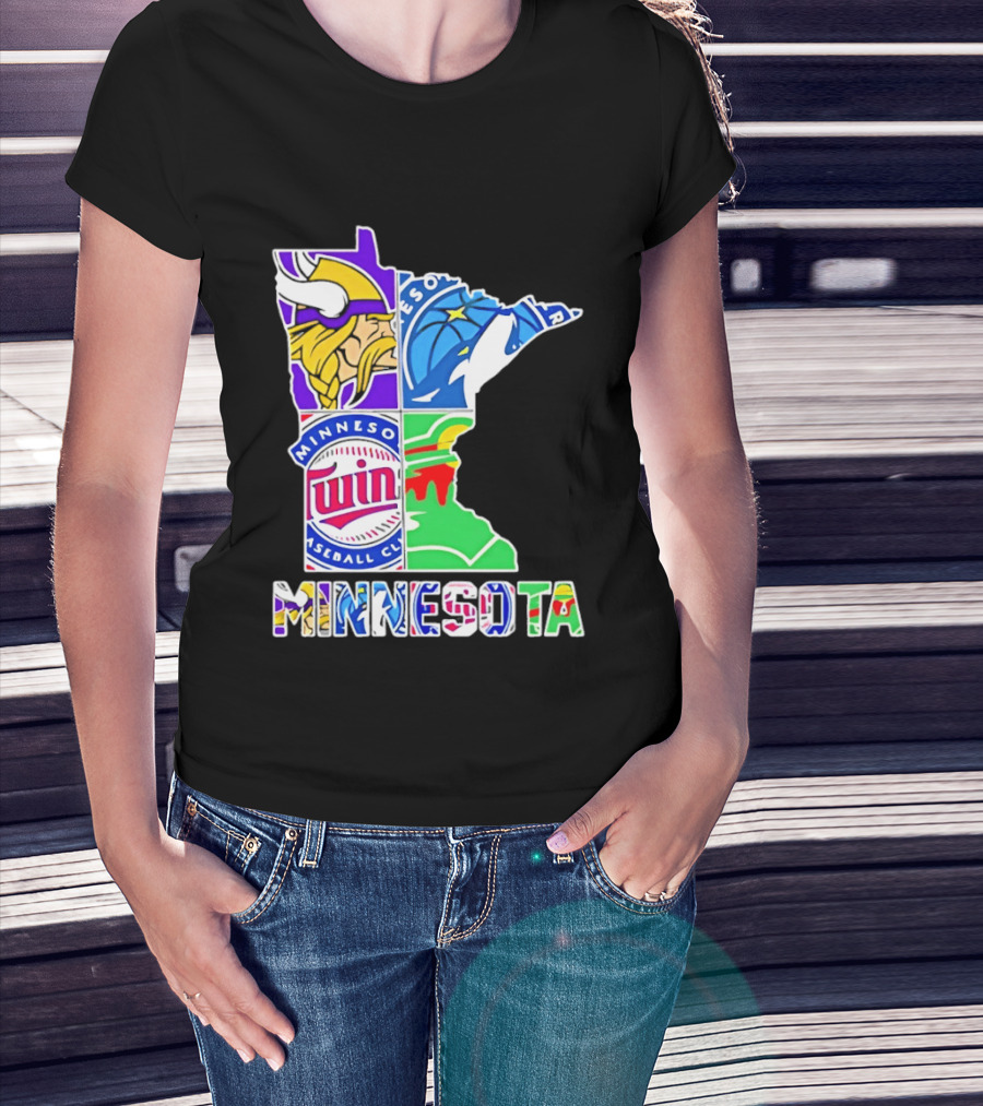 Minnesota Sports Teams Vikings Twins Wild Timberwolves Mashup T-Shirt