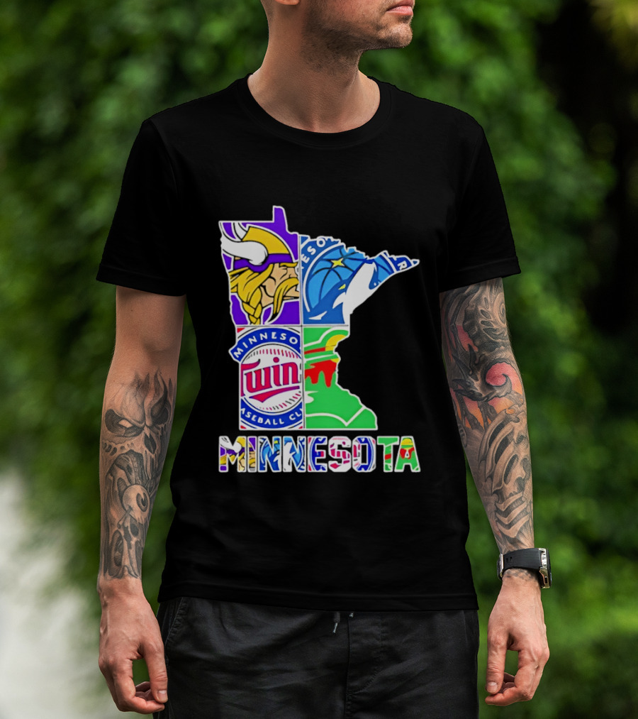 Minnesota Sports Teams Vikings Twins Wild Timberwolves Mashup T-Shirt