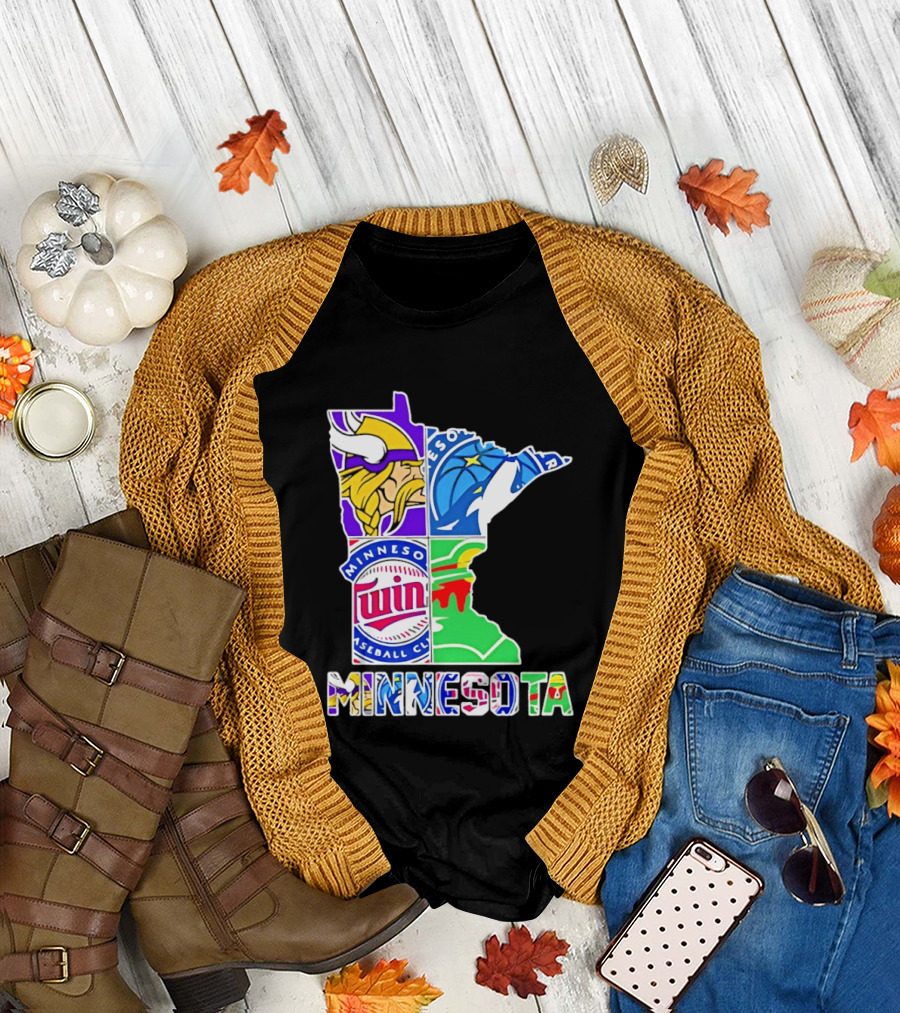 Minnesota Sports Teams Vikings Twins Wild Timberwolves Mashup T-Shirt