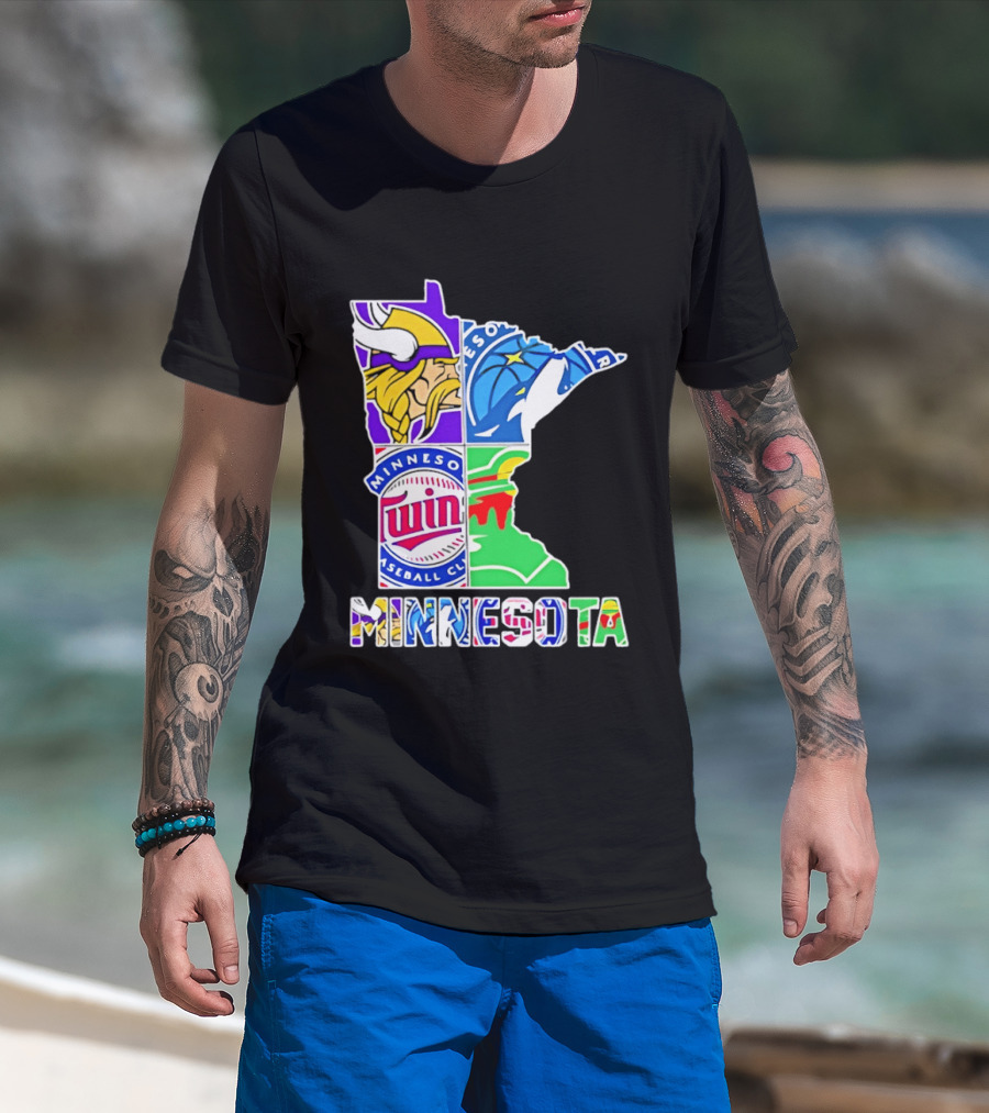 Minnesota Sports Teams Vikings Twins Wild Timberwolves Mashup T-Shirt