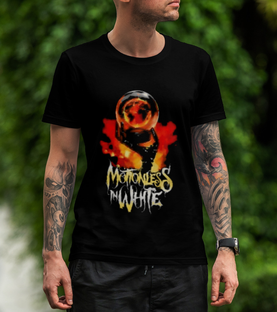 Motionless In White UK EU Tour 2026 Make Them Suffer Fiery Skull T-Shirt