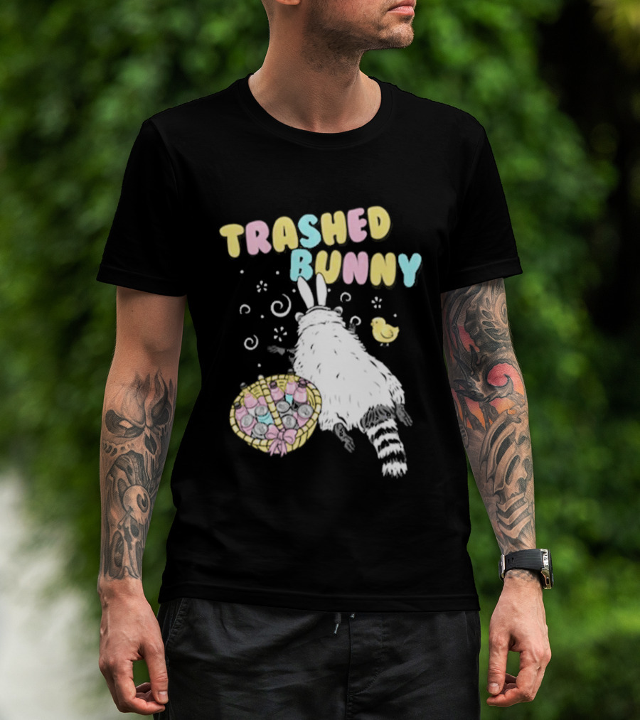Trashed Bunny Raccoon Pastel Swirls Duck T-Shirt