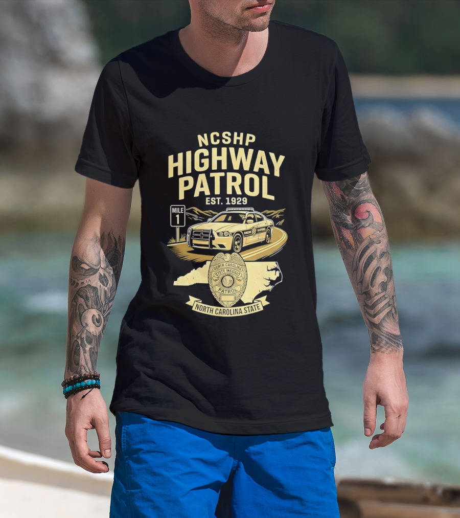 NCSHP Highway Patrol Est. 1929 Scenic Route Car T-Shirt