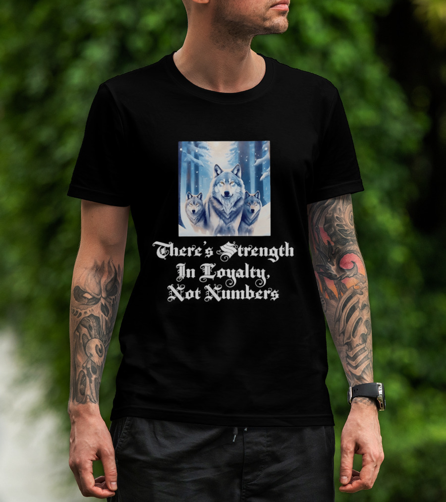 Wolf Pack Strength In Loyalty Winter Forest Scene T-Shirt