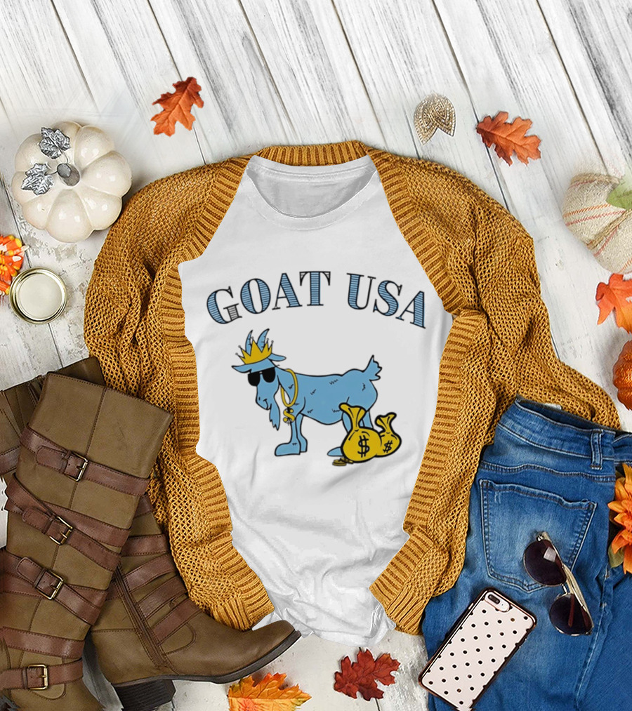 GOAT USA Cash Money Crowned Goat with Sunglasses and Gold Chains T-Shirt