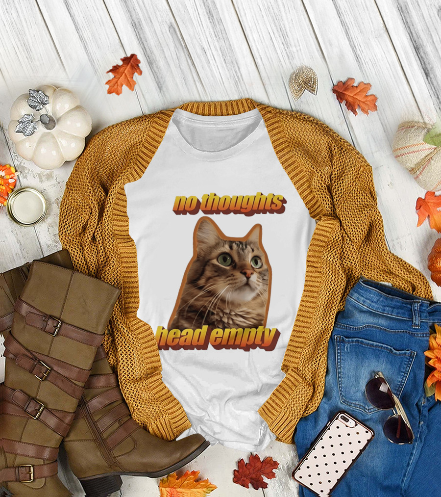 No Thoughts Head Empty Cat Meme Funny Humor T-Shirt