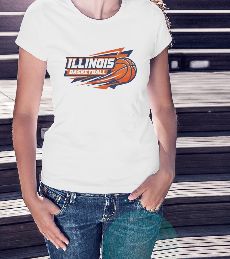Illinois Basketball College Team Logo Sports T-Shirt