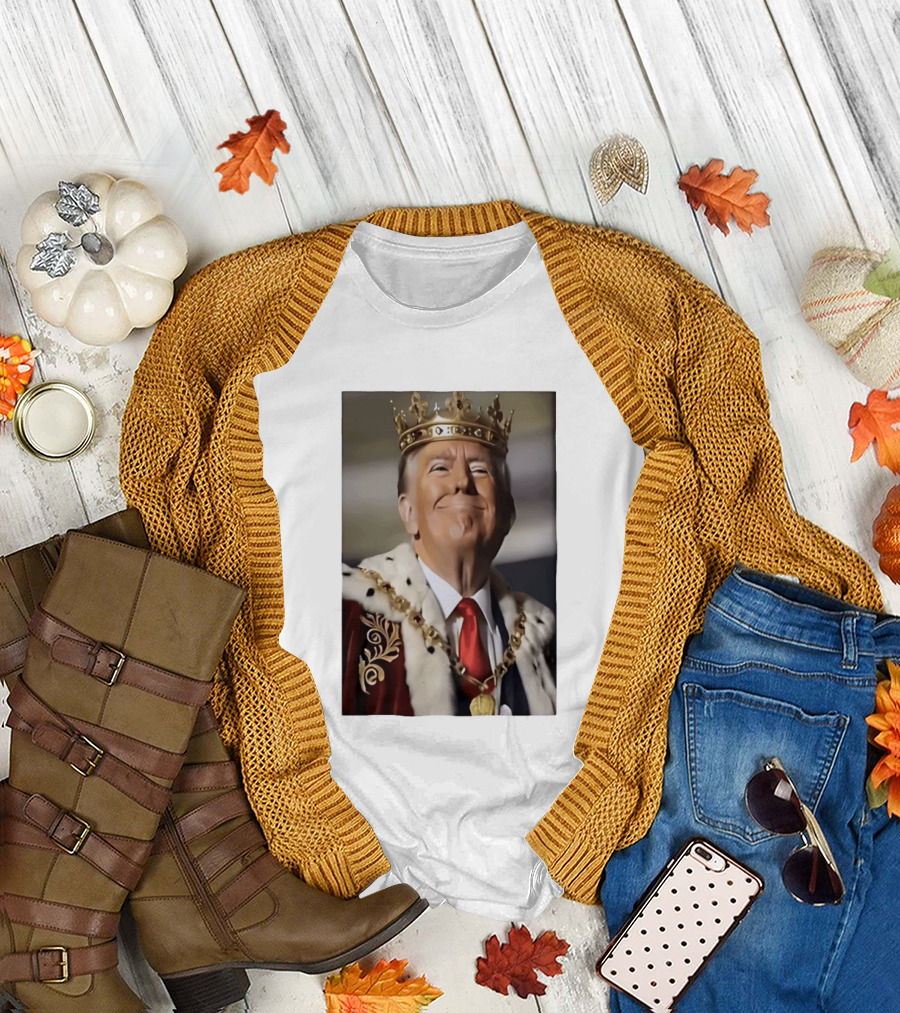 Donald Trump Crowned as King Regal Attire Red Tie Gold Crown T-Shirt