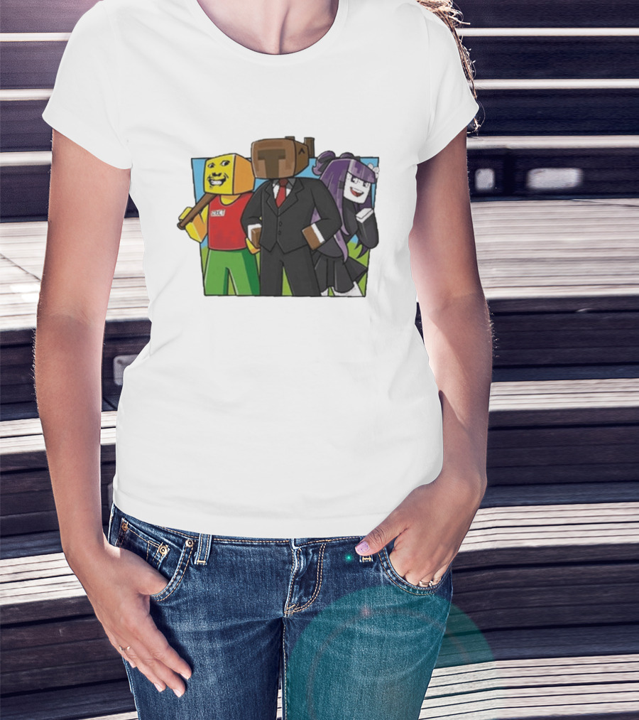 Jocuri Horror Sky Pixel Characters In Suits And Costumes T-Shirt