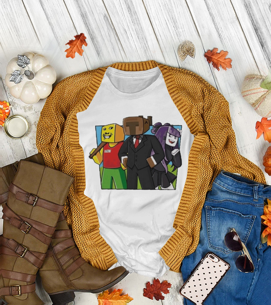 Jocuri Horror Sky Pixel Characters in Suits and Costumes T-Shirt