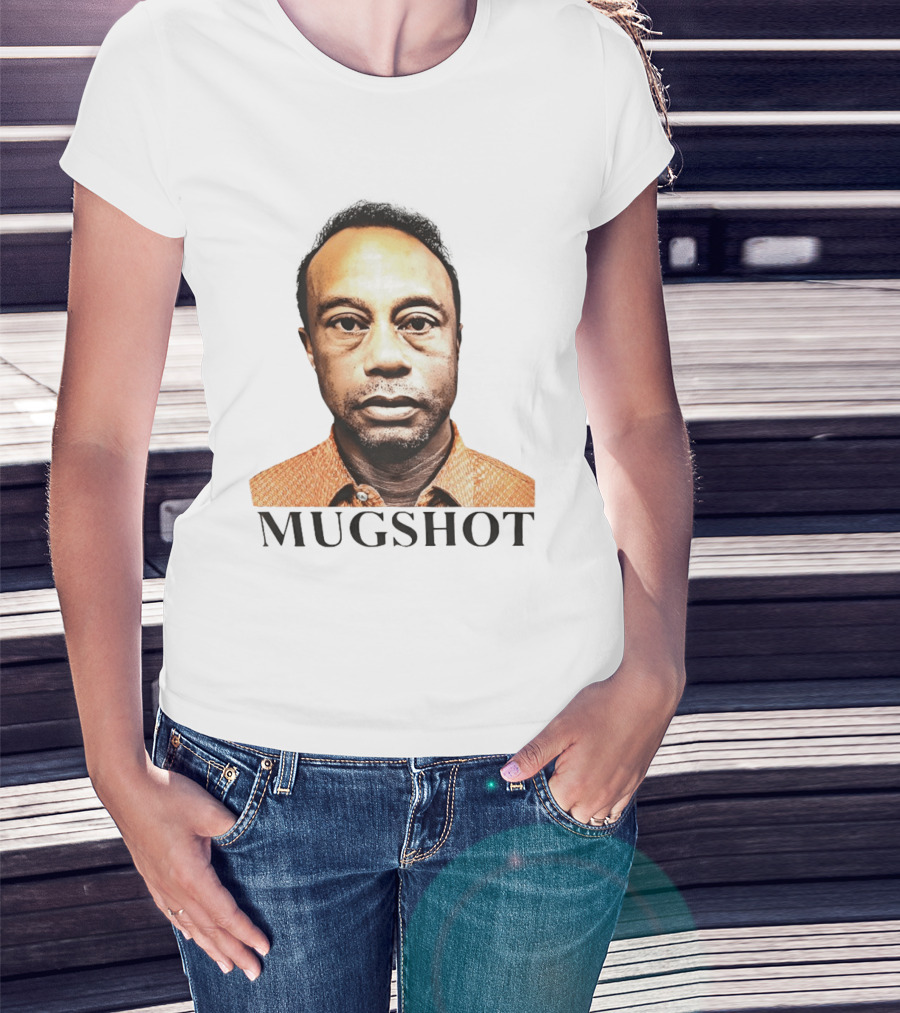 Tiger Shot Face Parody With Golf T-Shirt
