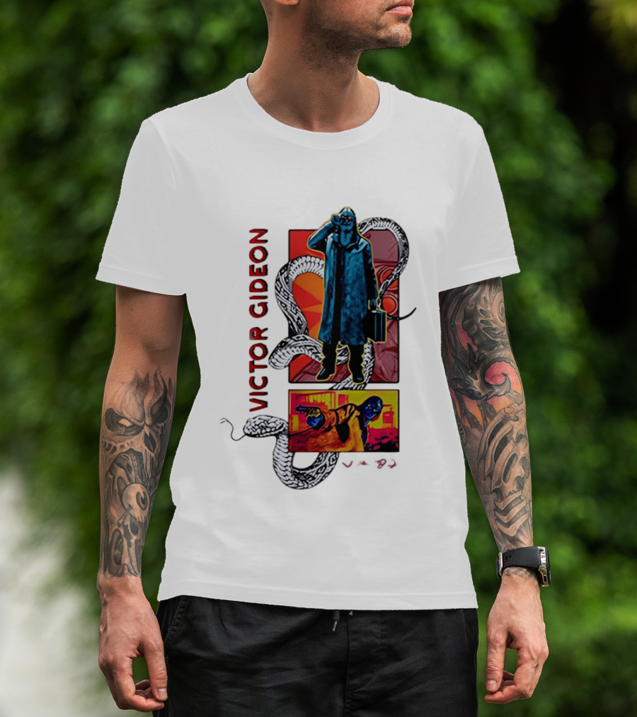 Victor Gideon Dramatic Snake And Mysterious Figures T-Shirt