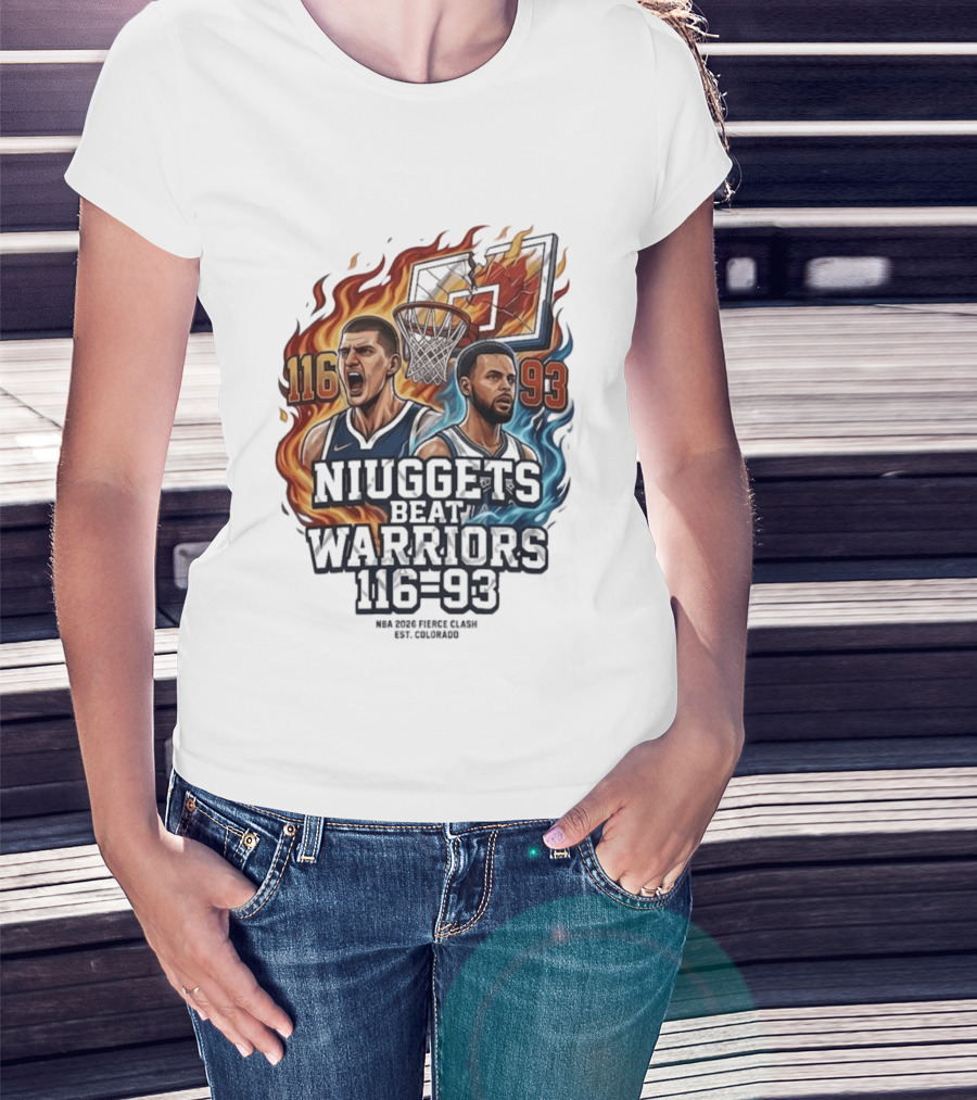 Nuggets Beat Warriors 116 93 NBA 2026 Basketball Matchup T-Shirt