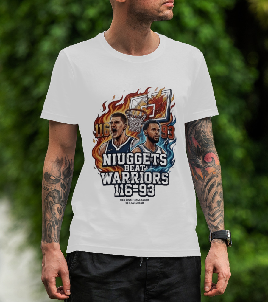 Nuggets Beat Warriors 116 93 NBA 2026 Basketball Matchup T-Shirt