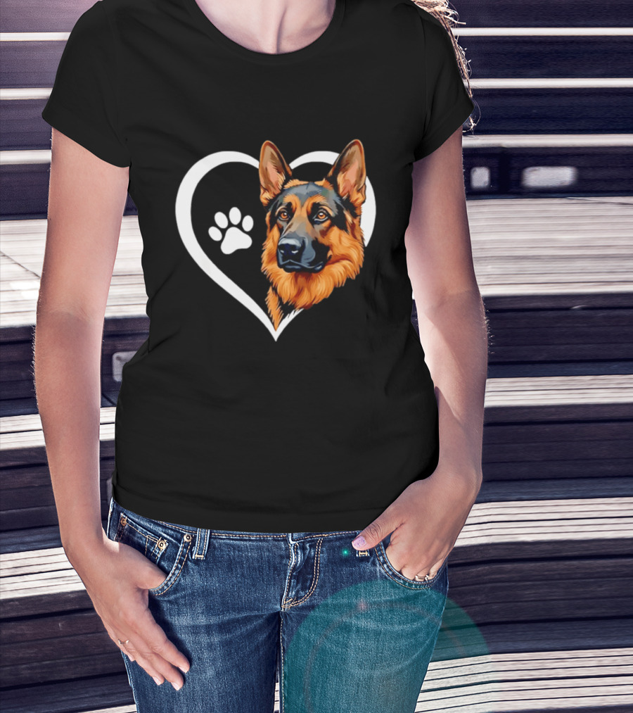 German Shepherd Heart Paw T-Shirt