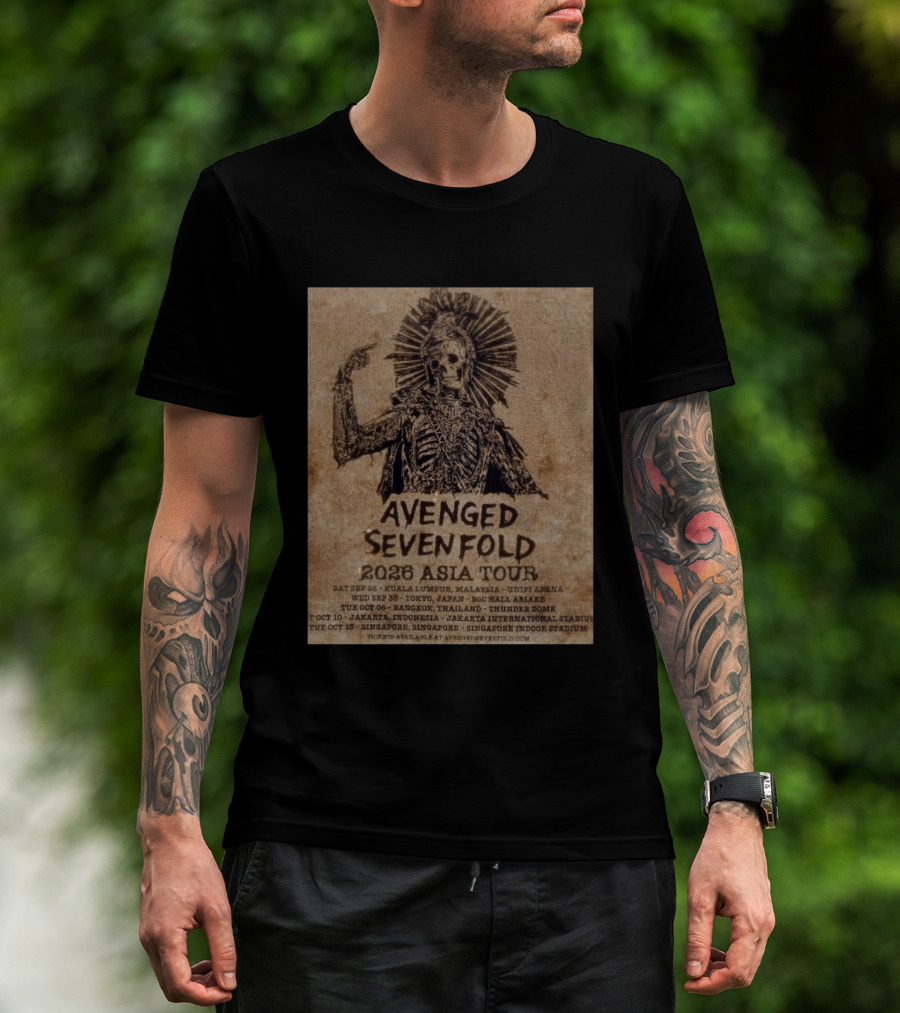 Avenged Sevenfold 2026 Asia Tour Kuala Lumpur Tokyo Bangkok Jakarta Singapore T-Shirt