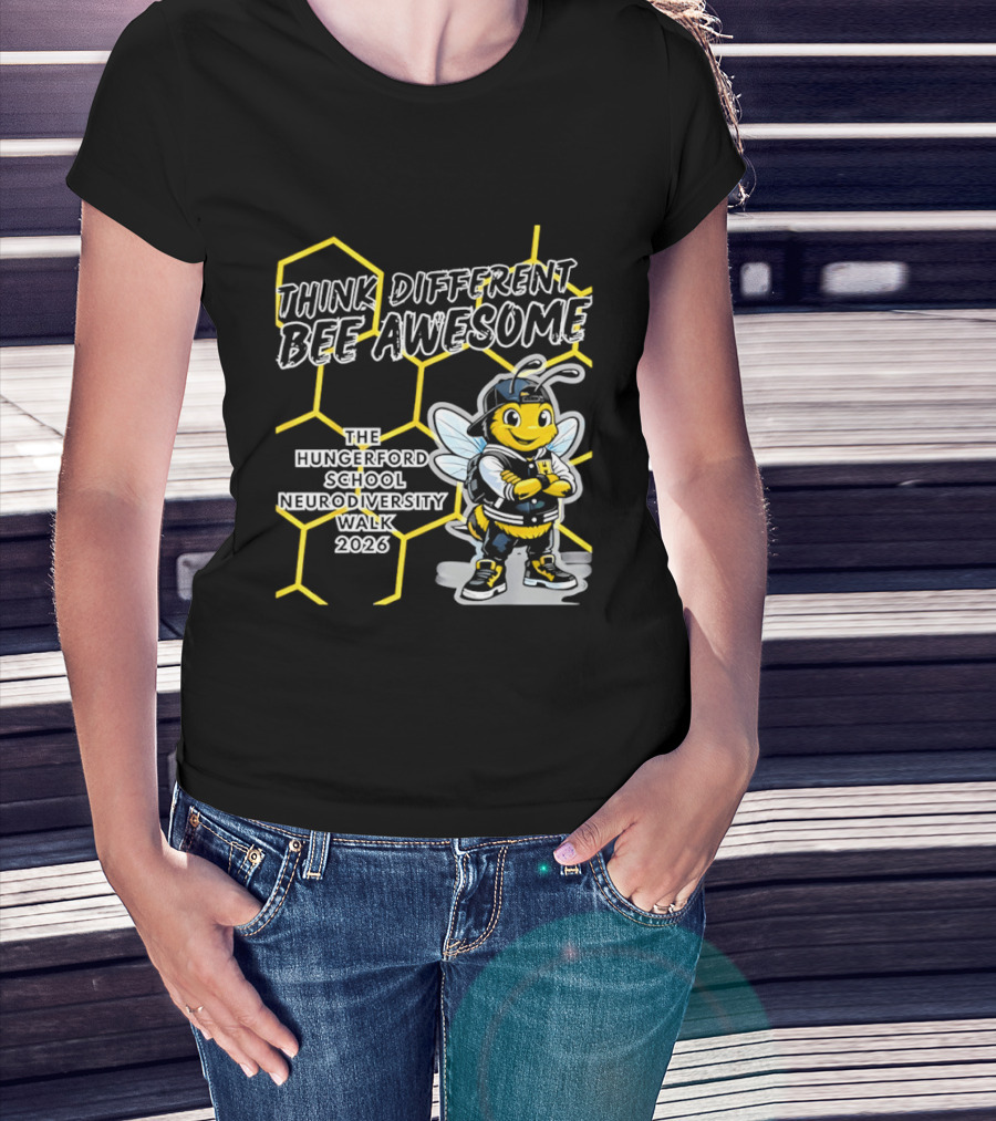 Think Different Bee Awesome The Hungerford School Neurodiversity Walk 2026 T-Shirt