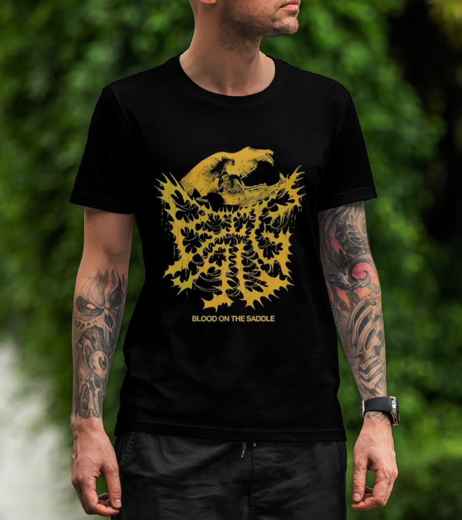 Blood On The Saddle Death Metal Golden Skull And Eagle T-Shirt