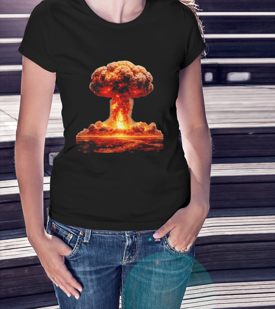 Fiery Destruction Mushroom Cloud Nuclear Bomb Explosion T-Shirt