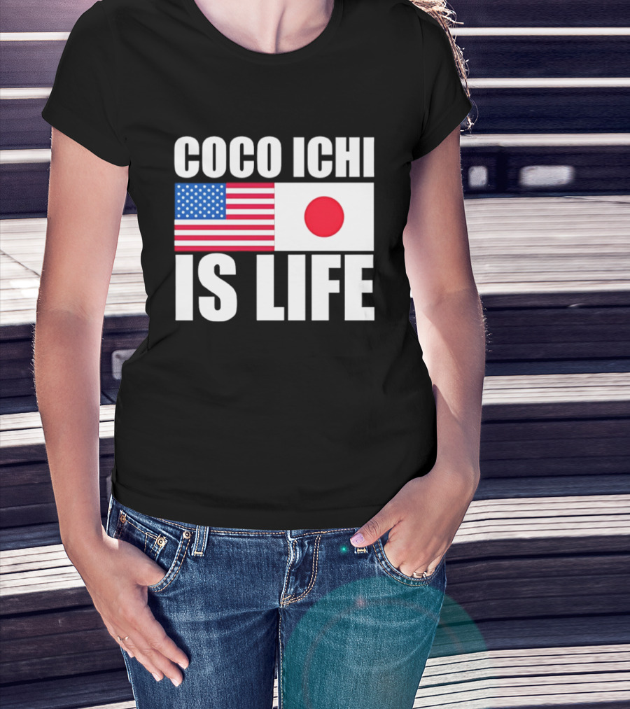 Coco Ichi Is Life USA And Japan Flag T-Shirt