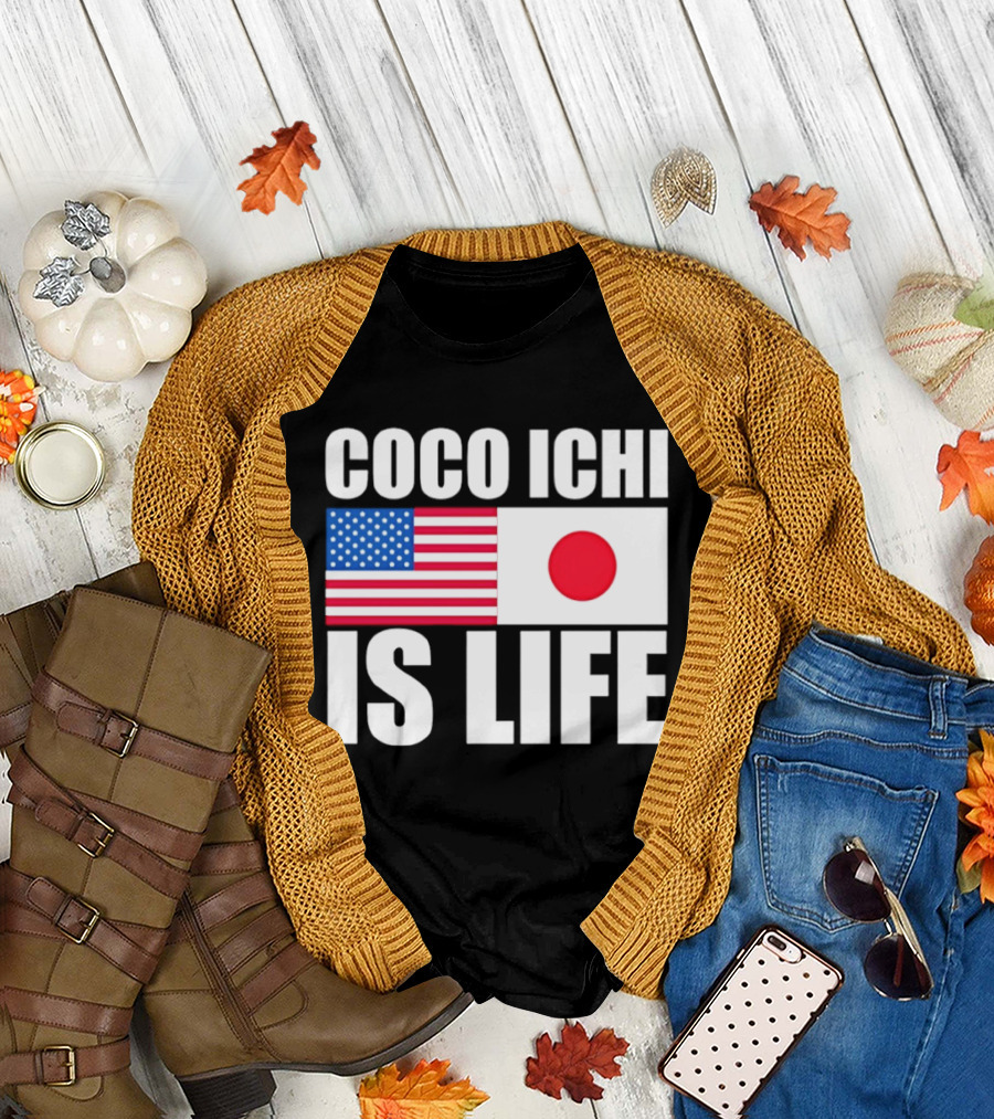 Coco Ichi Is Life USA and Japan Flag T-Shirt