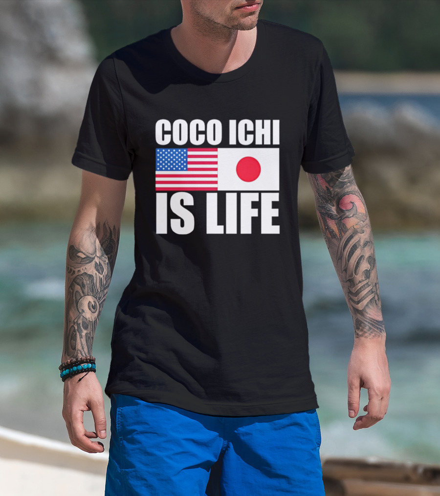 Coco Ichi Is Life USA And Japan Flag T-Shirt