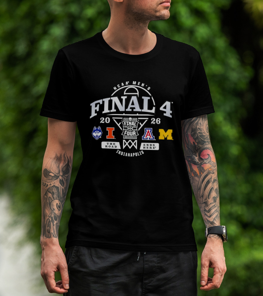 NCAA Men's Final 4 Indianapolis 2026 UConn Illinois Arizona Michigan T-Shirt