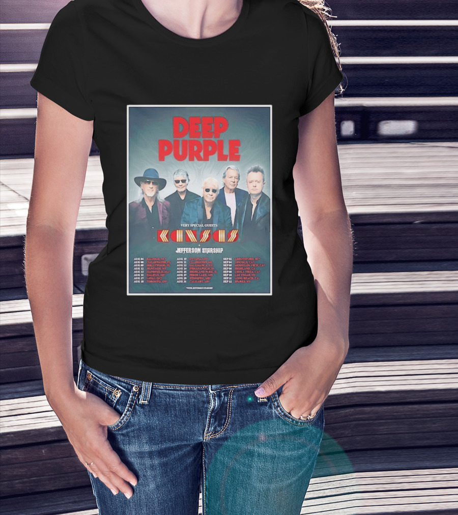 Deep Purple Tour 2026 Featuring Kansas Jefferson Starship North America Dates T-Shirt