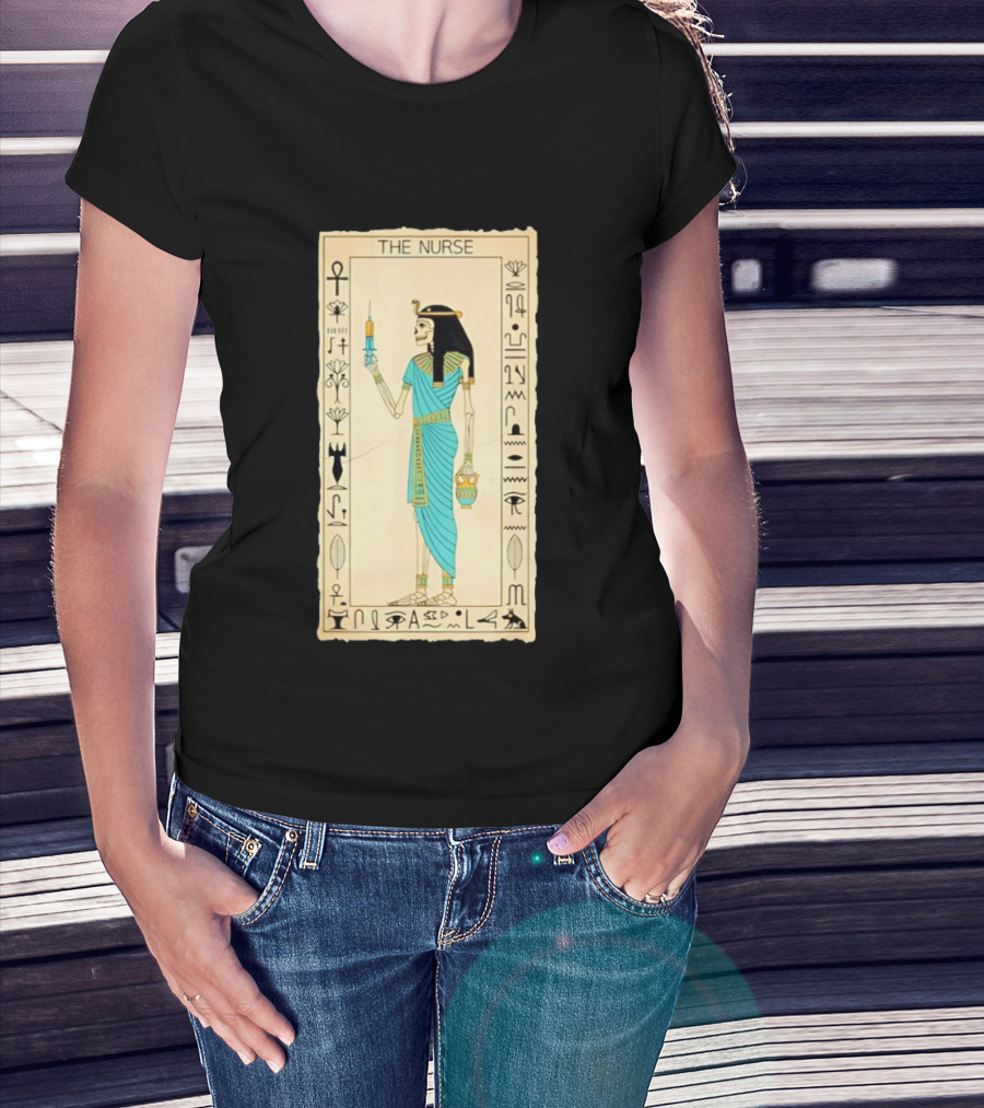 The Nurse Egyptian Skeleton Tarot Card Medical Goth T-Shirt