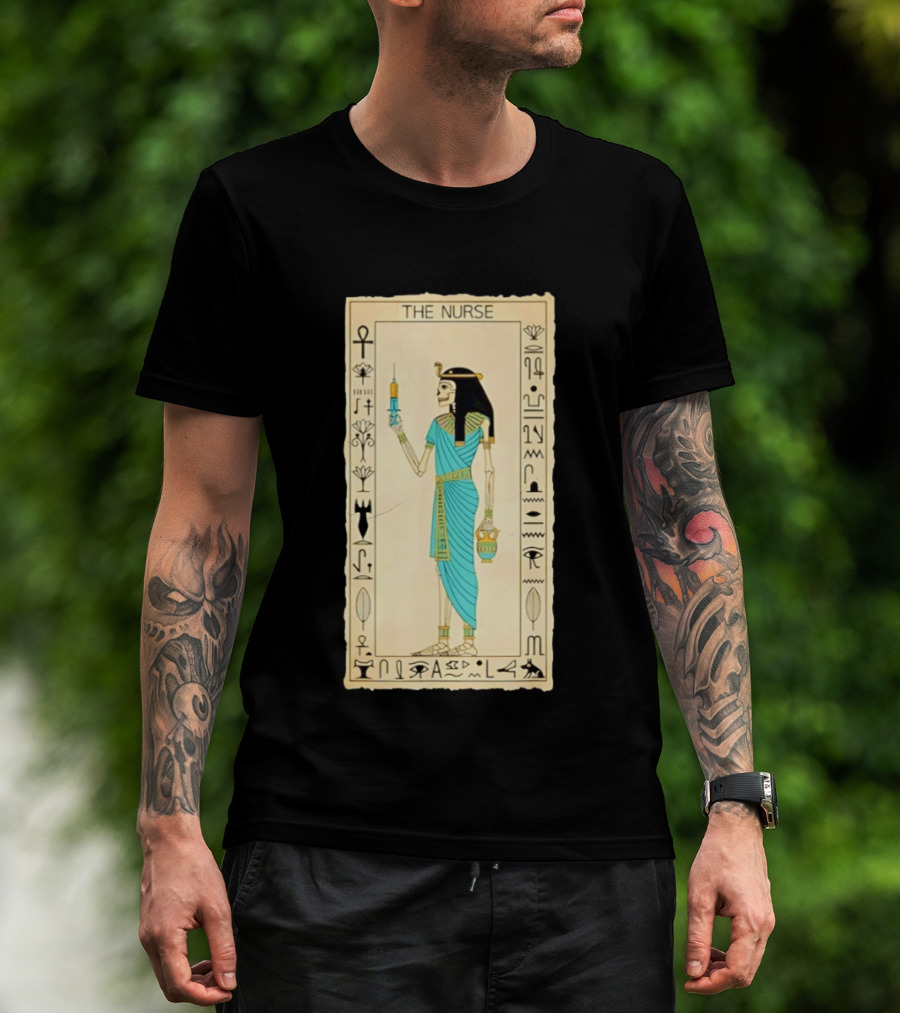 The Nurse Egyptian Skeleton Tarot Card Medical Goth T-Shirt