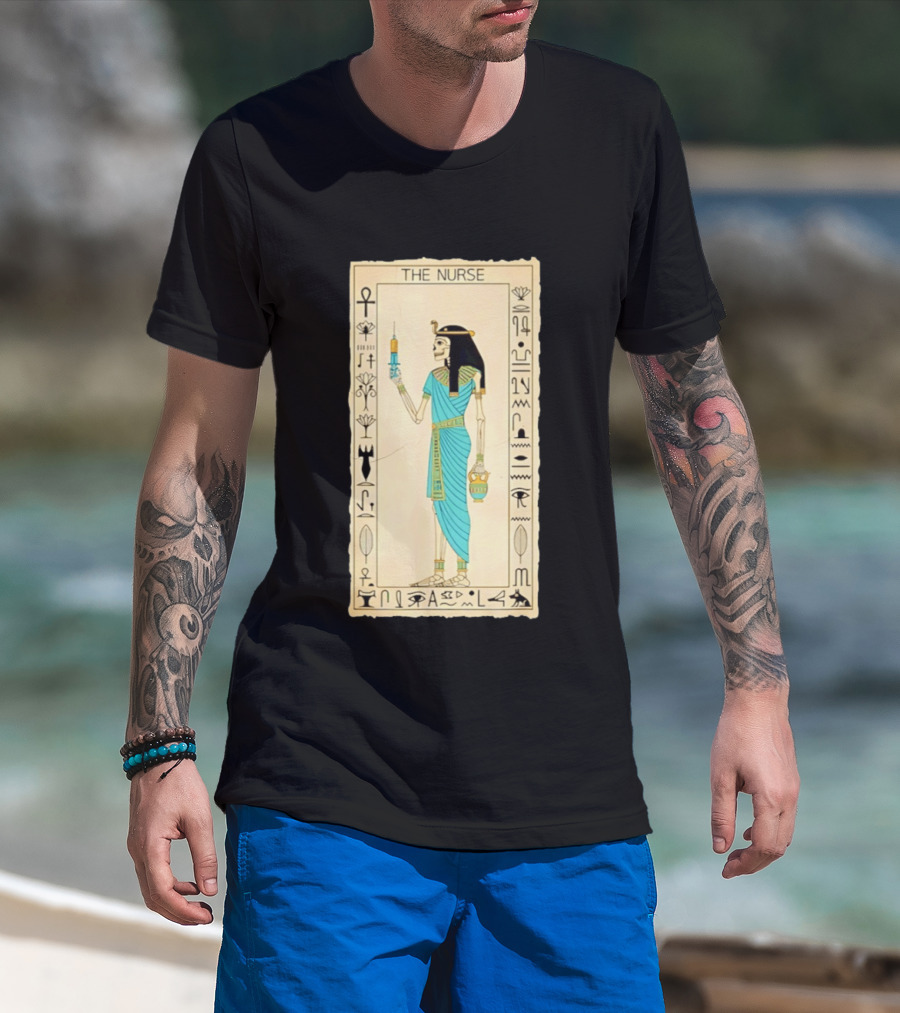 The Nurse Egyptian Skeleton Tarot Card Medical Goth T-Shirt