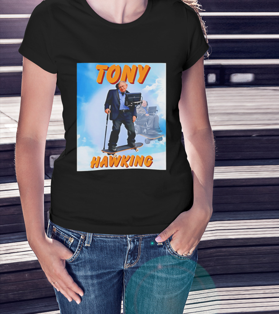 Tony Hawking Skateboard Fusion Surreal Humor T-Shirt