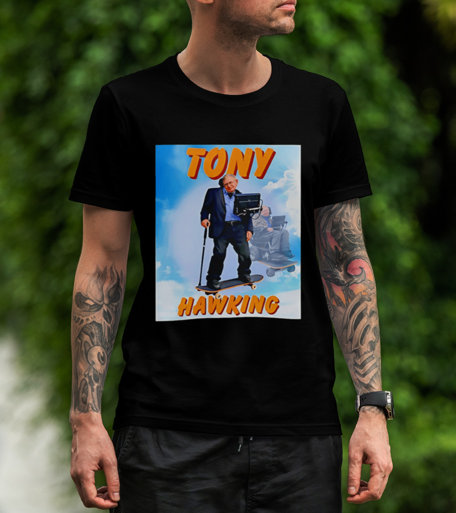 Tony Hawking Skateboard Fusion Surreal Humor T-Shirt