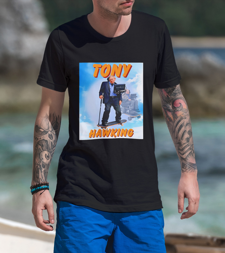 Tony Hawking Skateboard Fusion Surreal Humor T-Shirt