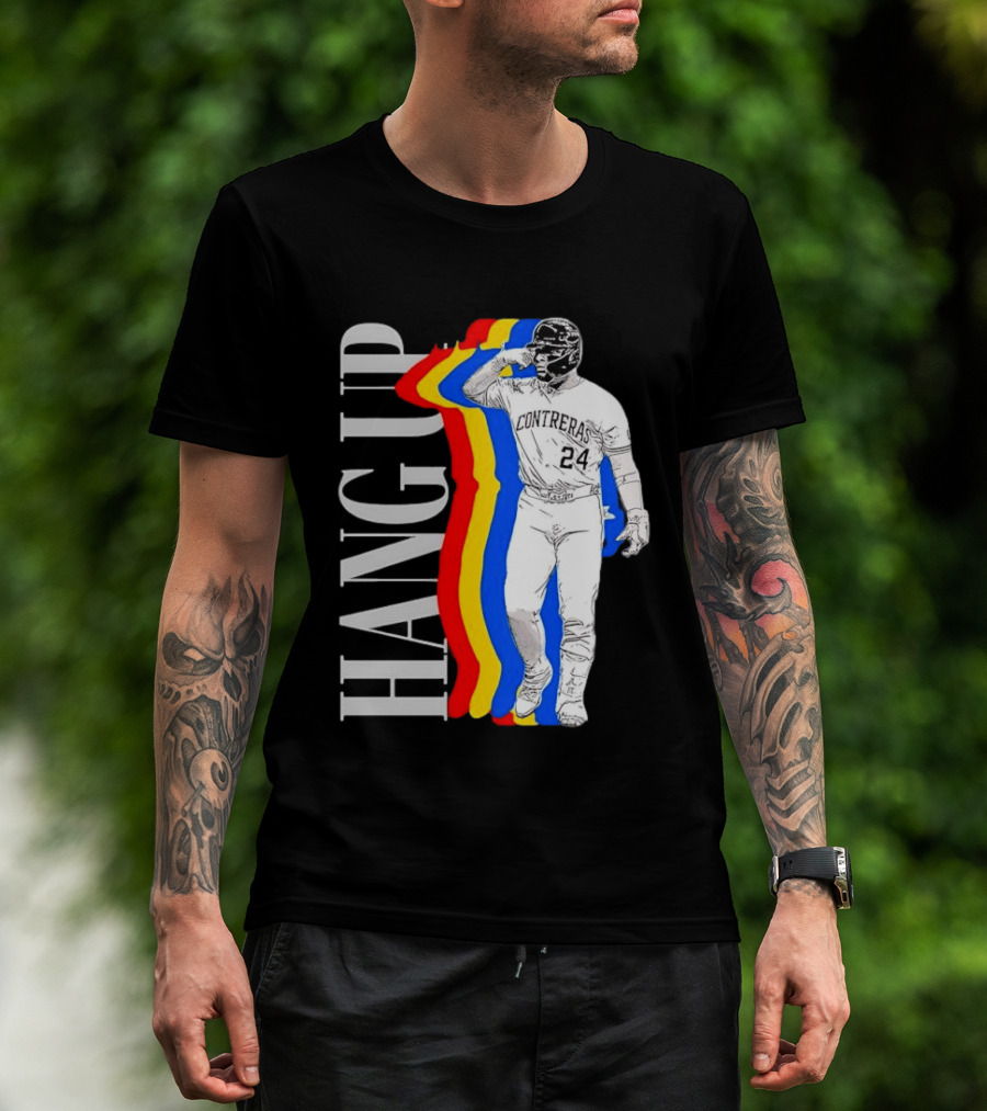 Willson Contreras 24 Hang Up Baseball Art With Colorful Stripes T-Shirt