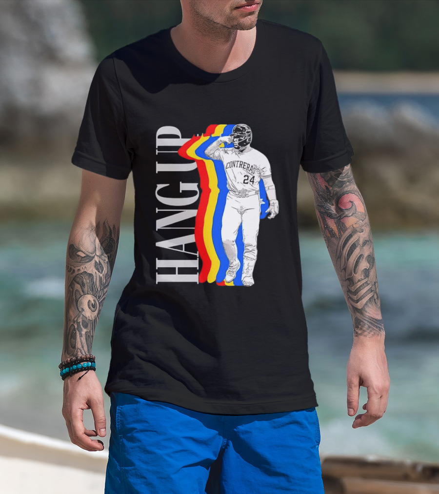 Willson Contreras 24 Hang Up Baseball Art With Colorful Stripes T-Shirt