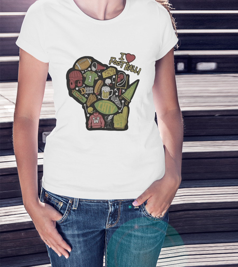 I Love Football Wisconsin Football T-Shirt