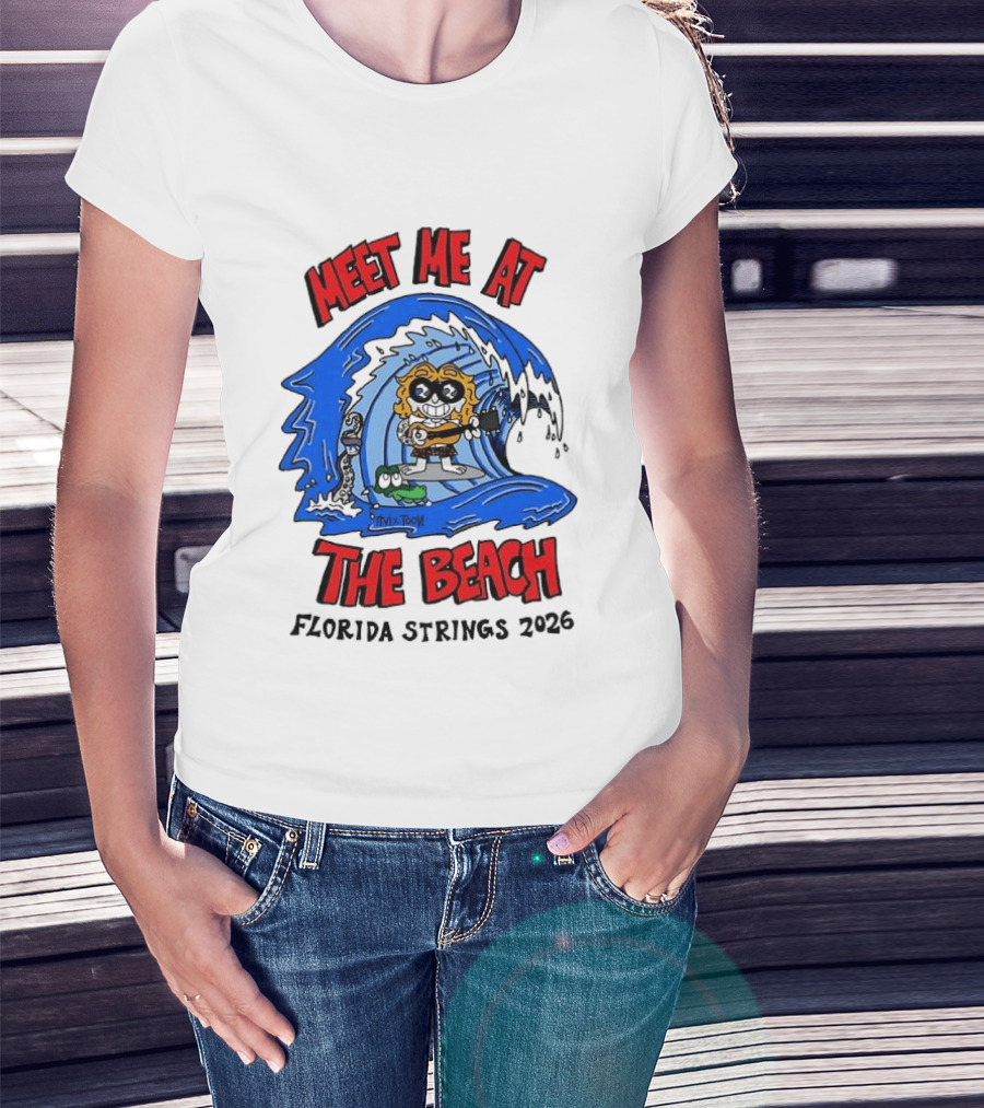 Meet Me At The Beach Florida Strings 2026 Surfing Wave T-Shirt